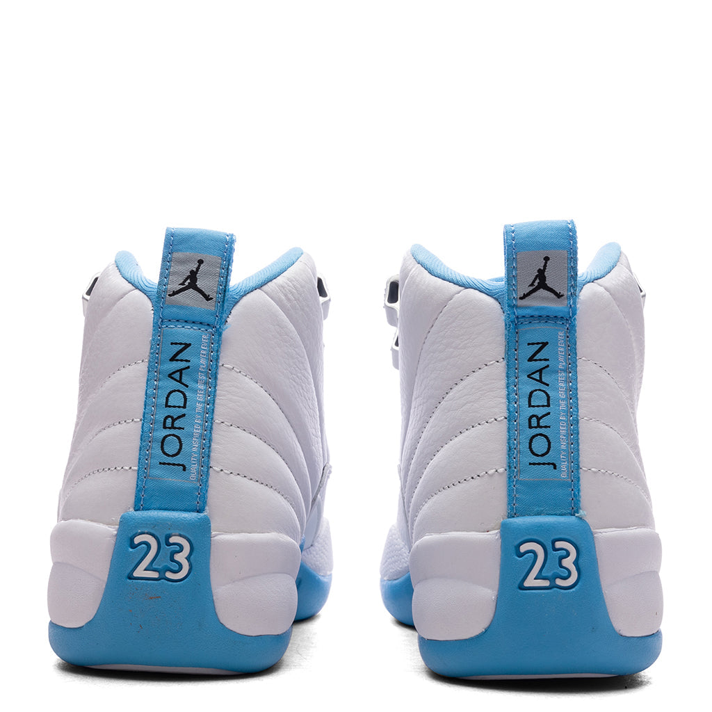 Air Jordan 12 Retro 'Melo' (GS) - White/University Blue/Metallic Silver