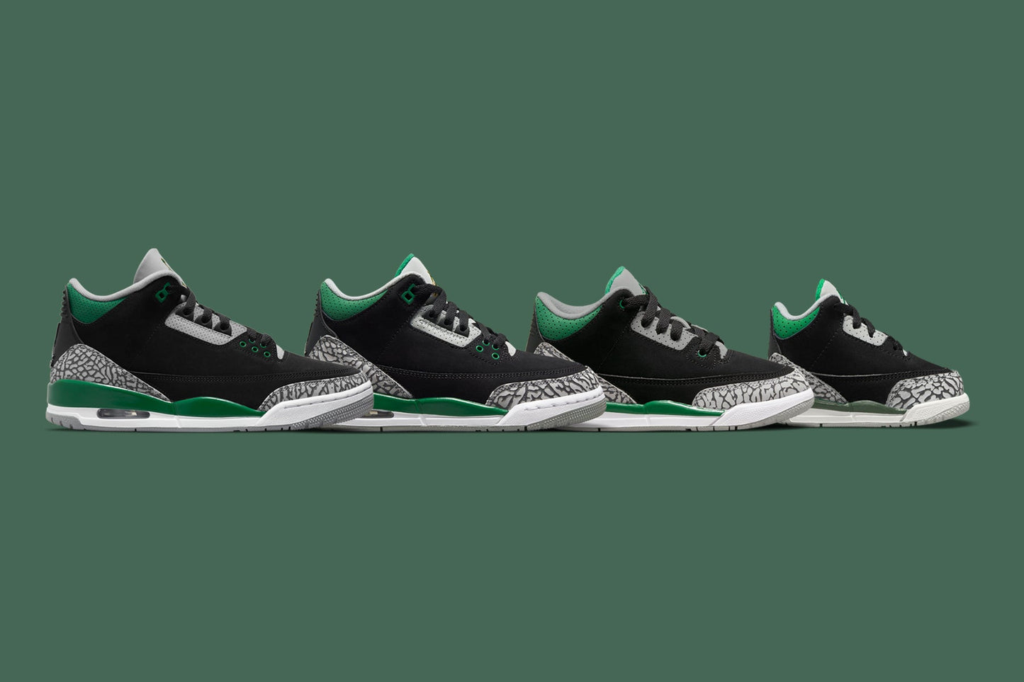Air Jordan 3 Retro (TD) "Pine Green" - Black/Pine Green/Silver