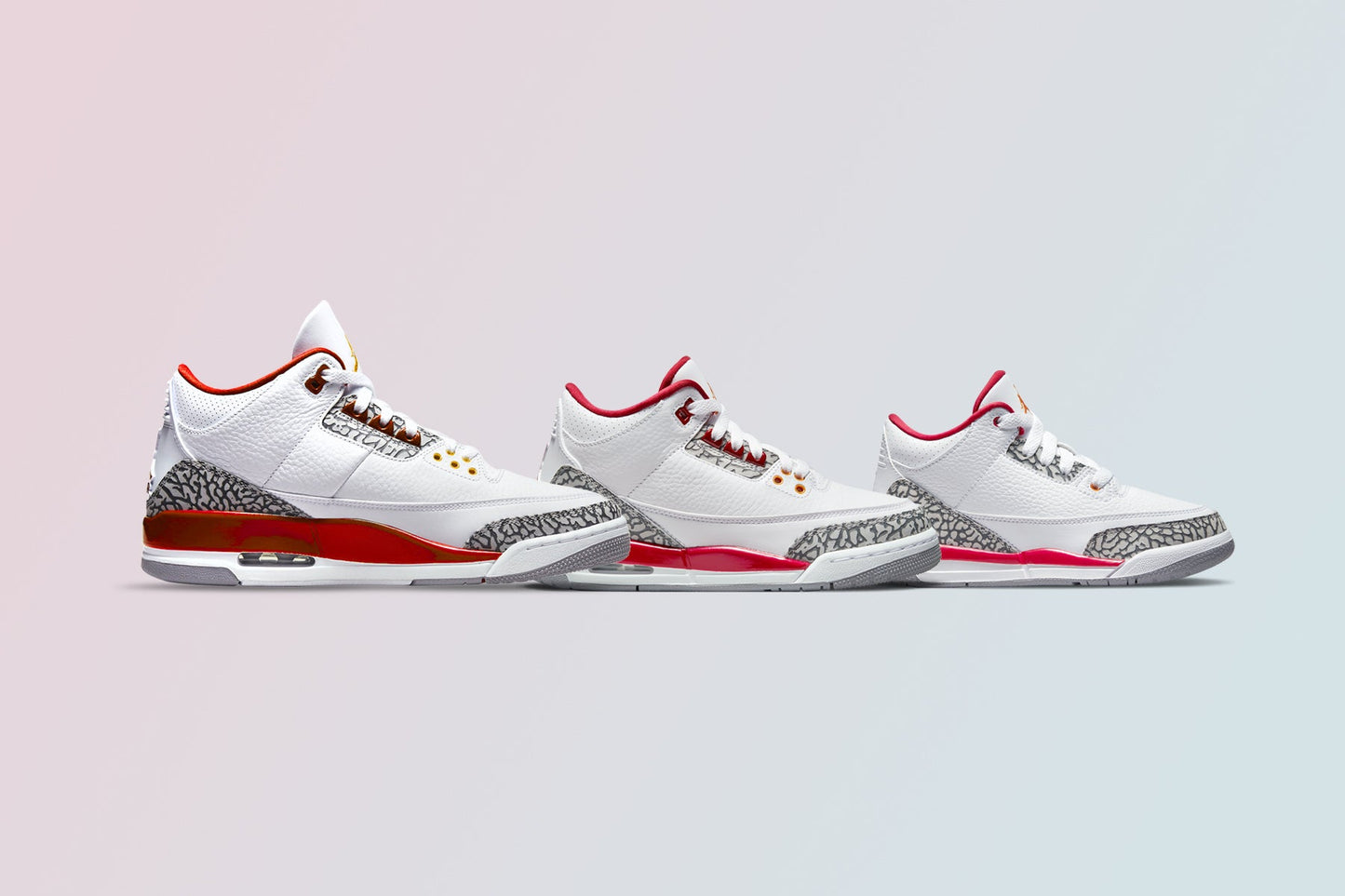 Air Jordan 3 Retro (GS) - White/Light Curry/Cardinal Red