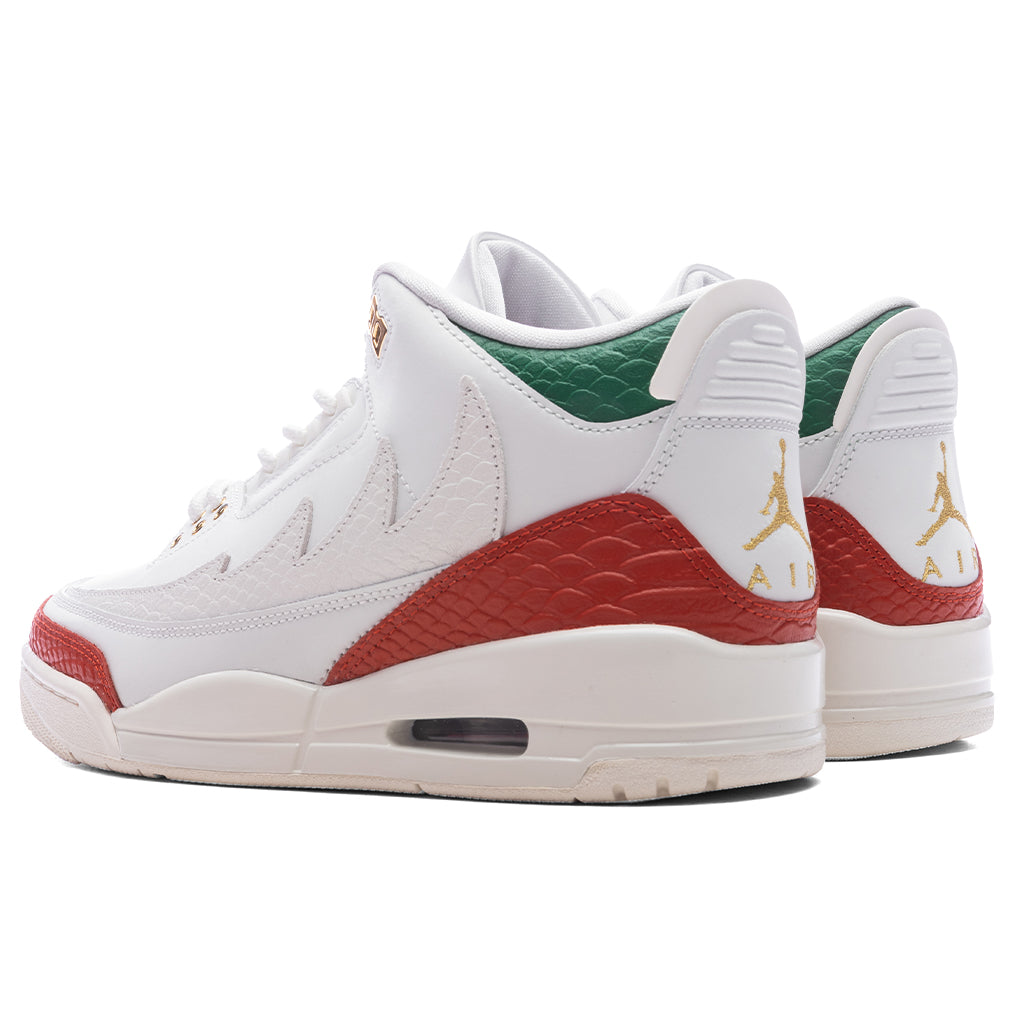 Air Jordan 3 Retro 'El Vuelo' - Summit White/Metallic Gold/Pine Green