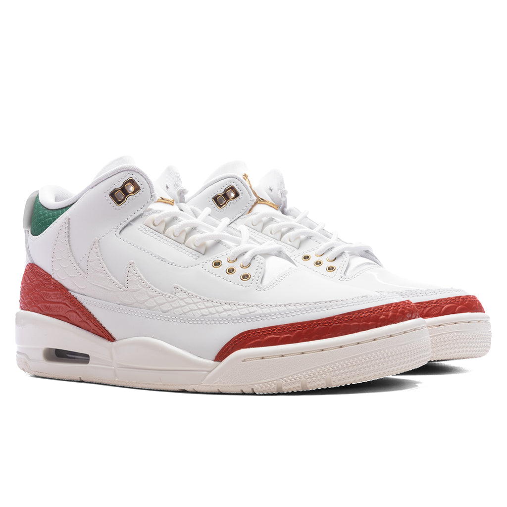 Air Jordan 3 Retro 'El Vuelo' - Summit White/Metallic Gold/Pine Green