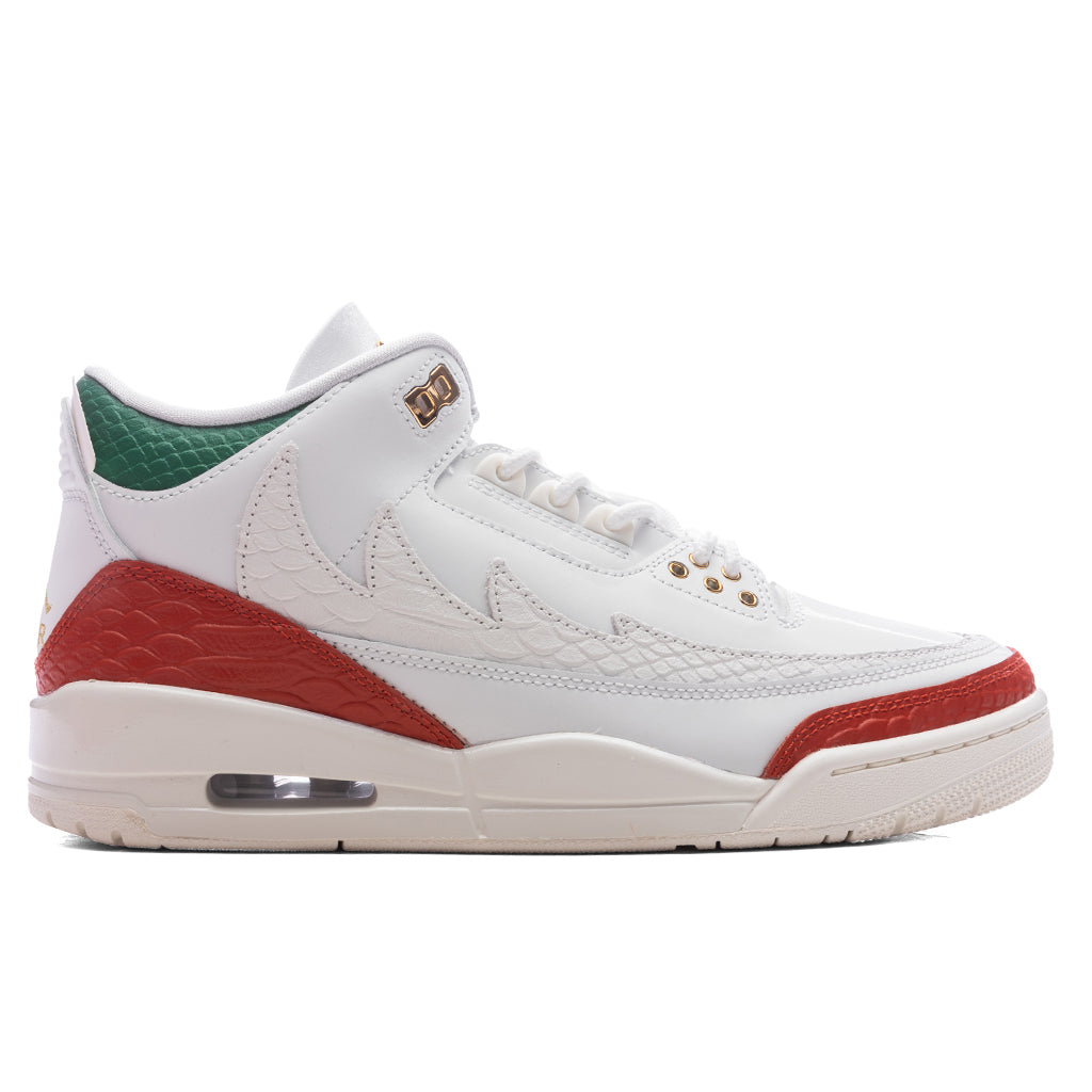 Air Jordan 3 Retro 'El Vuelo' - Summit White/Metallic Gold/Pine Green