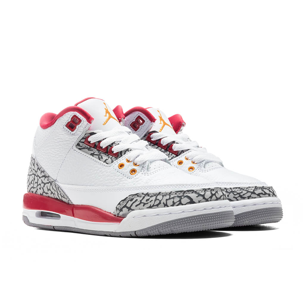 Air Jordan 3 Retro (GS) - White/Light Curry/Cardinal Red