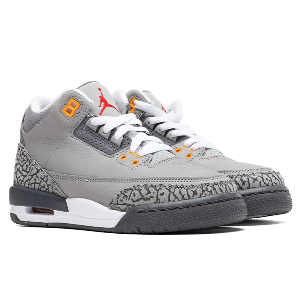Air Jordan 3 Retro (GS) "Cool Grey" - Silver/Sport Red