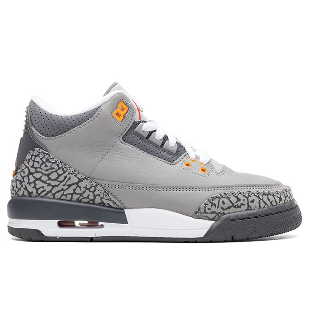 Air Jordan 3 Retro (GS) "Cool Grey" - Silver/Sport Red