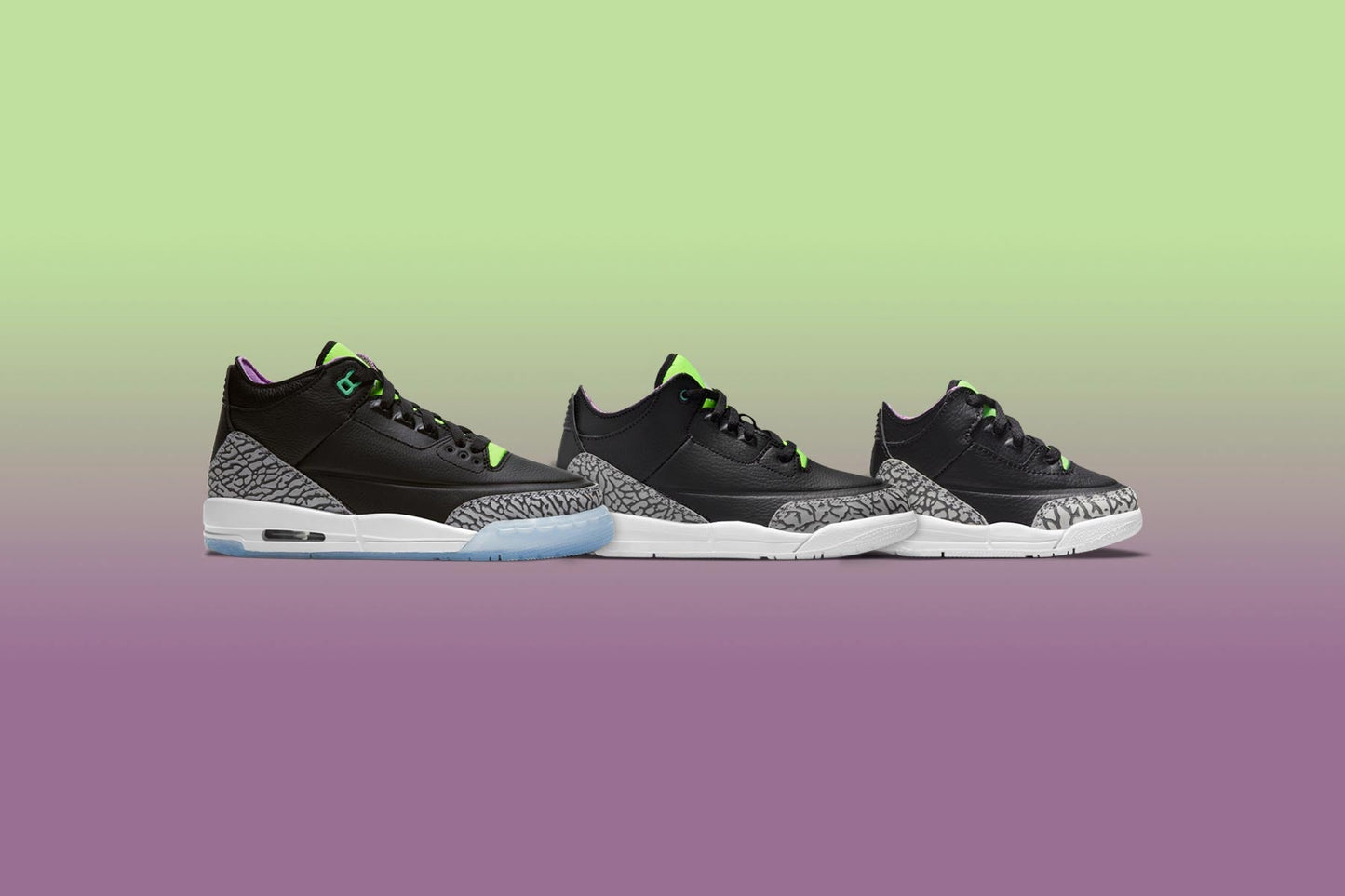 Air Jordan 3 Retro SE (PS) 'Electric Green' - Black/Violet Shock
