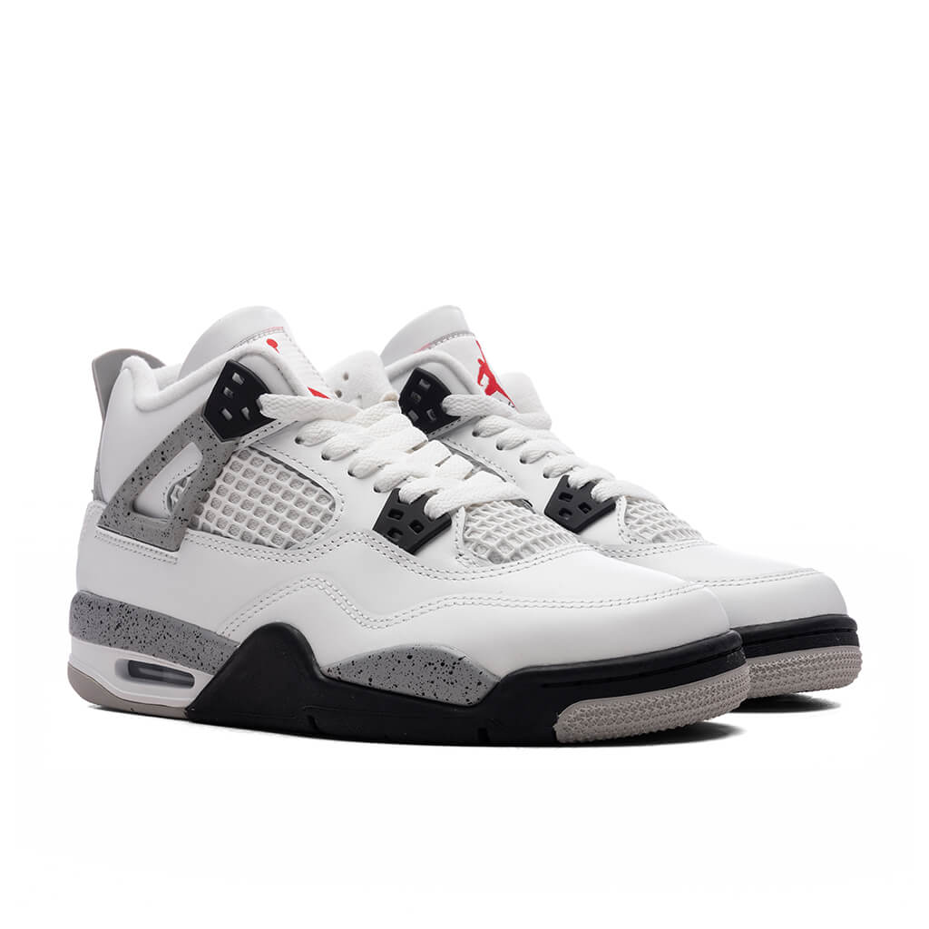Air Jordan 4 Retro OG 'White Cement' (GS) - Summit White/Fire Red/Cement Grey/Black