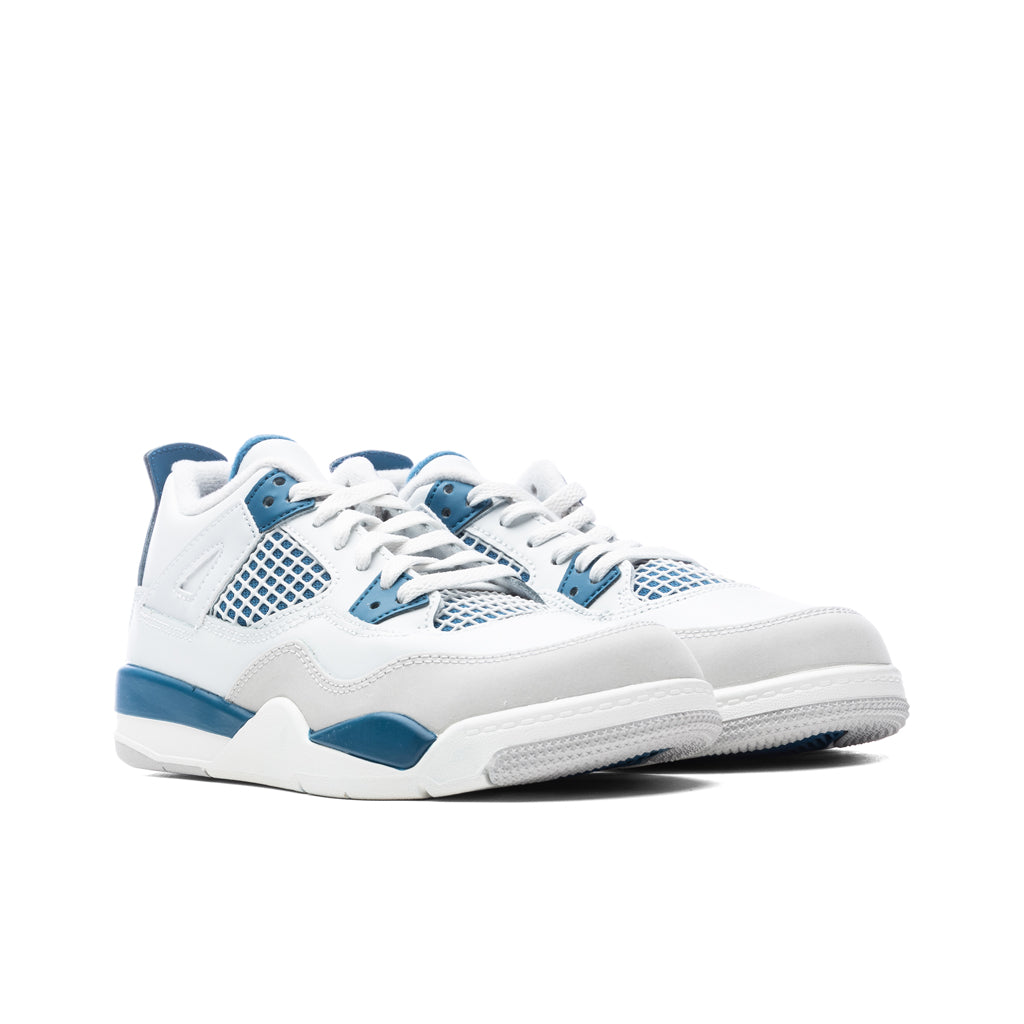 Jordan 4 Retro (PS) 'Industrial Blue' - Off White/Military Blue/Neutral Grey