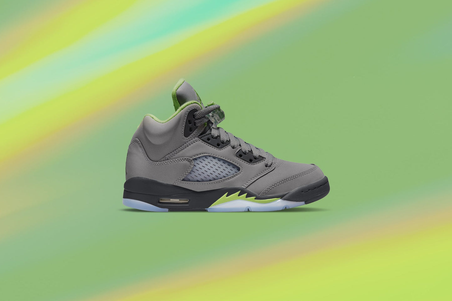 Air Jordan 5 Retro (GS) 'Green Bean' - Silver/Flint Grey