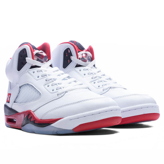 Air Jordan 5 Retro OG Fire Red 'Black Tongue' - White/Fire Red/Black