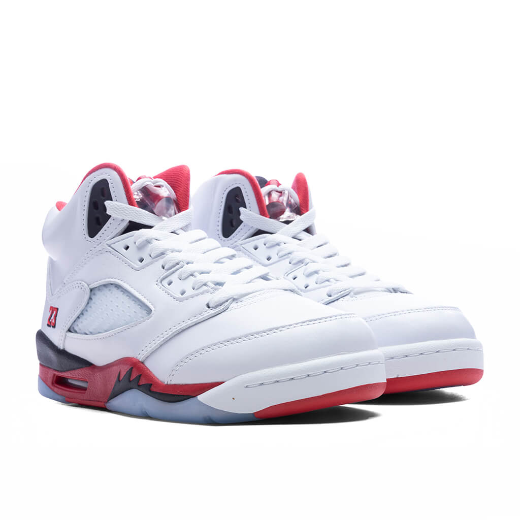 Air Jordan 5 Retro OG Fire Red 'Black Tongue' (GS) - White/Fire Red/Black