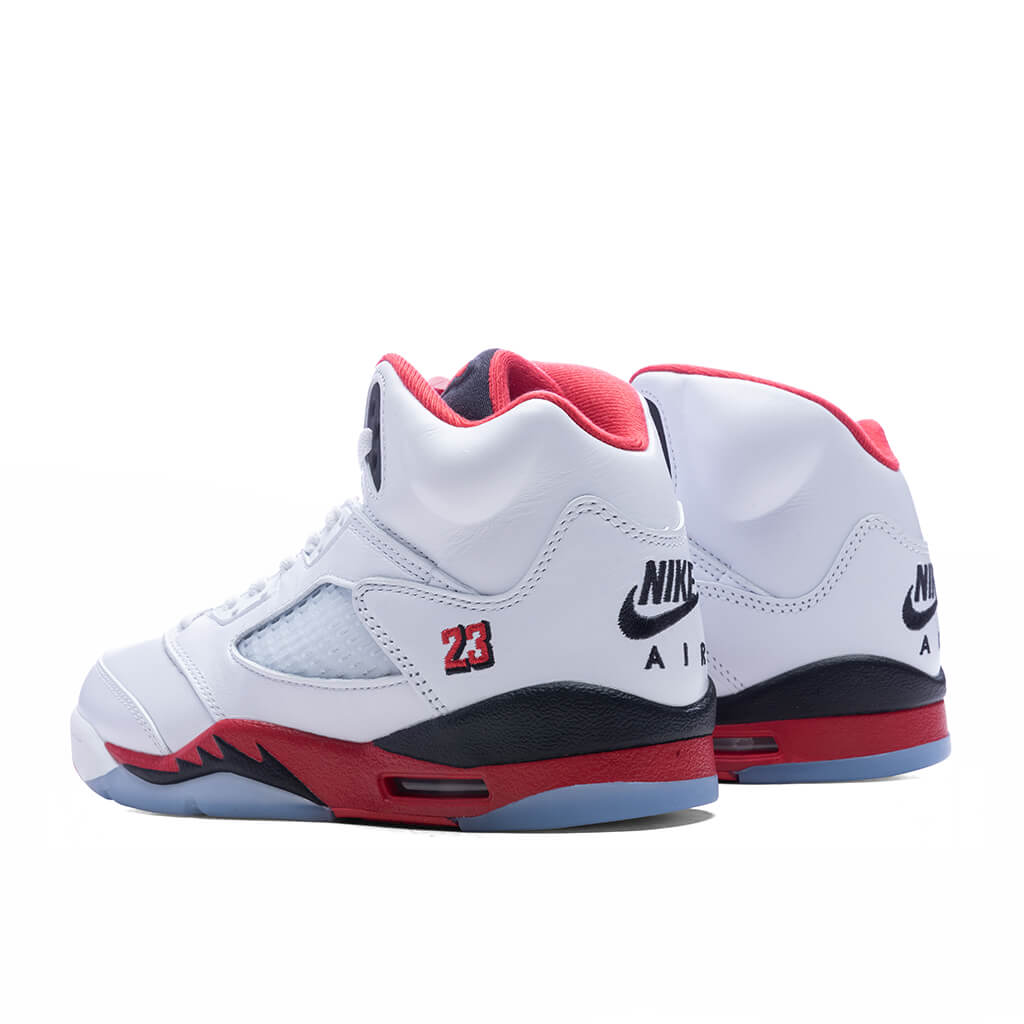 Air Jordan 5 Retro OG Fire Red 'Black Tongue' (GS) - White/Fire Red/Black