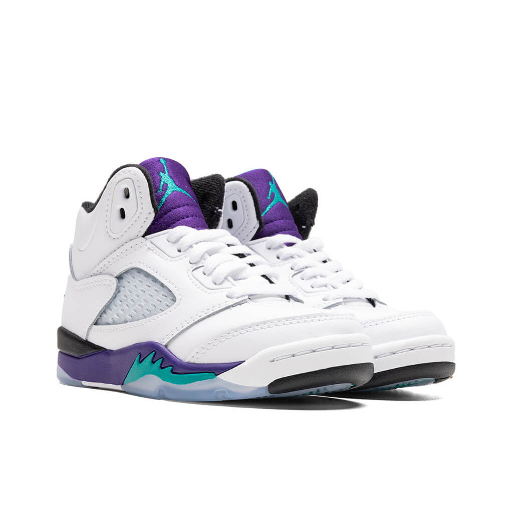 Air Jordan 5 Retro OG 'Grape' (PS) - White/New Emerald/Grape