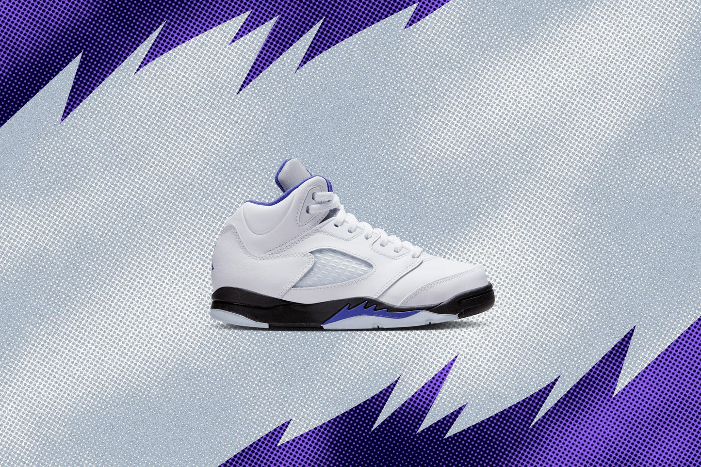 Air Jordan 5 Retro (PS) - White/Dark Concord/Black
