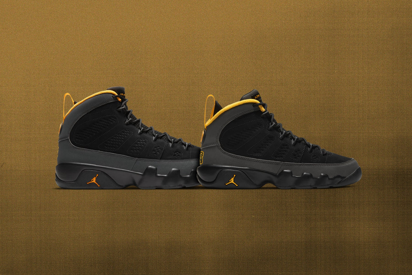 Air Jordan 9 Retro "University Gold" - Black/Dark Charcoal