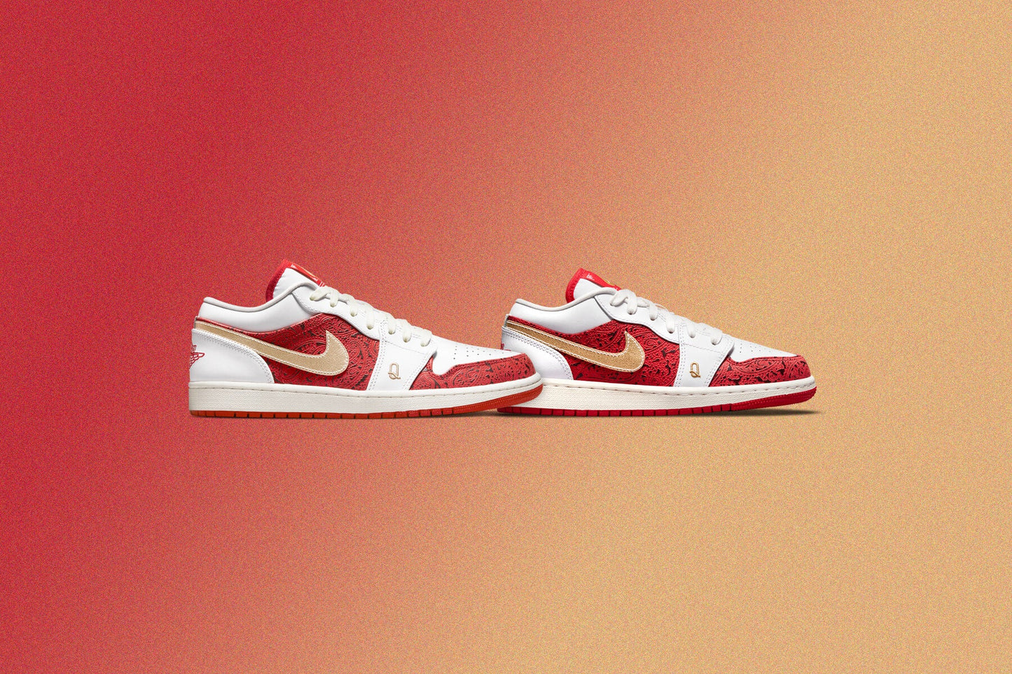 Air Jordan 1 Low SE (GS) - White/Metallic Gold/University Red
