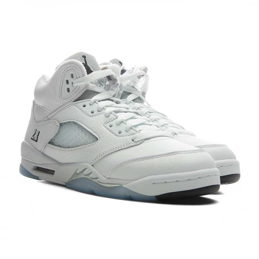Air Jordan 5 Retro 'White Metallic' (GS) - White/Black/Metallic Silver