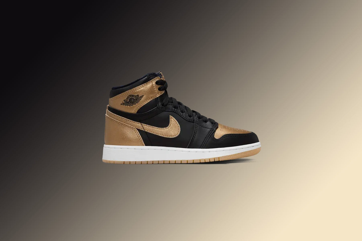 Air Jordan 1 Retro High OG (GS) 'Black and Gold' - Black/Metallic Gold/Sail