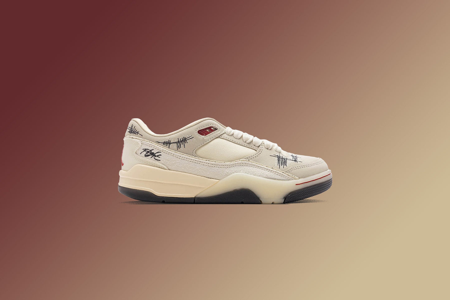Air Jordan x Téla Women's Flight Court SP 'Crèpe' - Coconut Milk/Varsity Red/Muslin