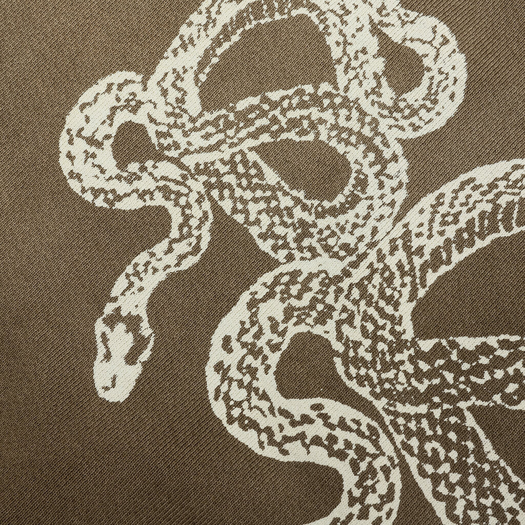 Snake Print Bleached Hoodie - Dark Moss