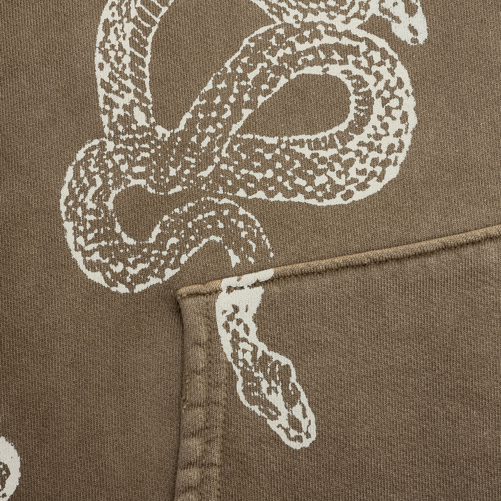 Snake Print Bleached Hoodie - Dark Moss