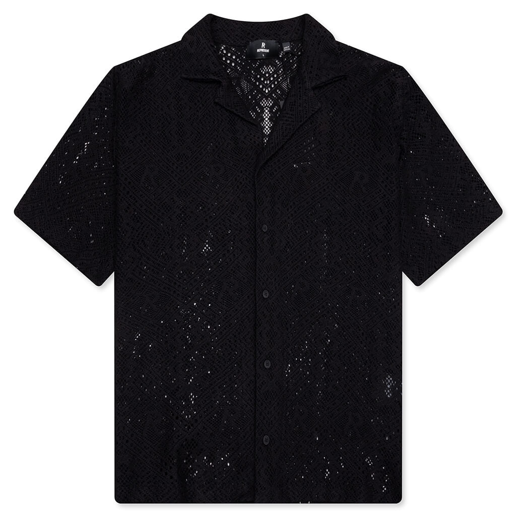 All Over Crochet Shirt - Jet Black