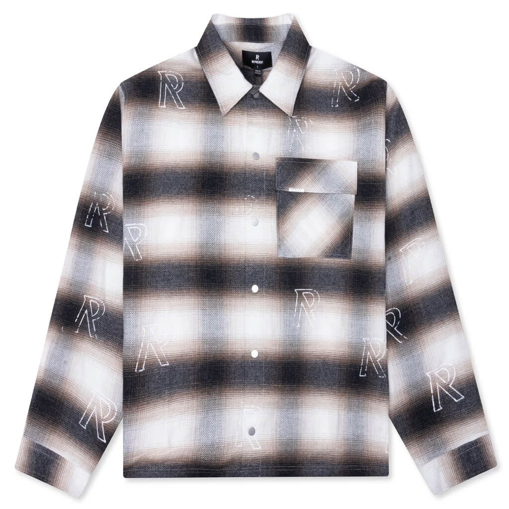 All Over Initial Flannel - Latte