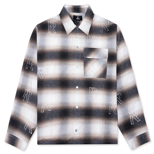 All Over Initial Flannel - Latte