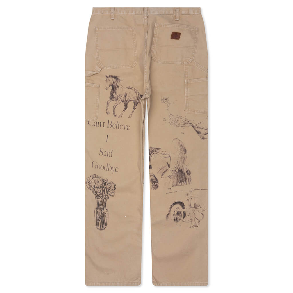 All Over Print Painters Canvas Pant - Tan