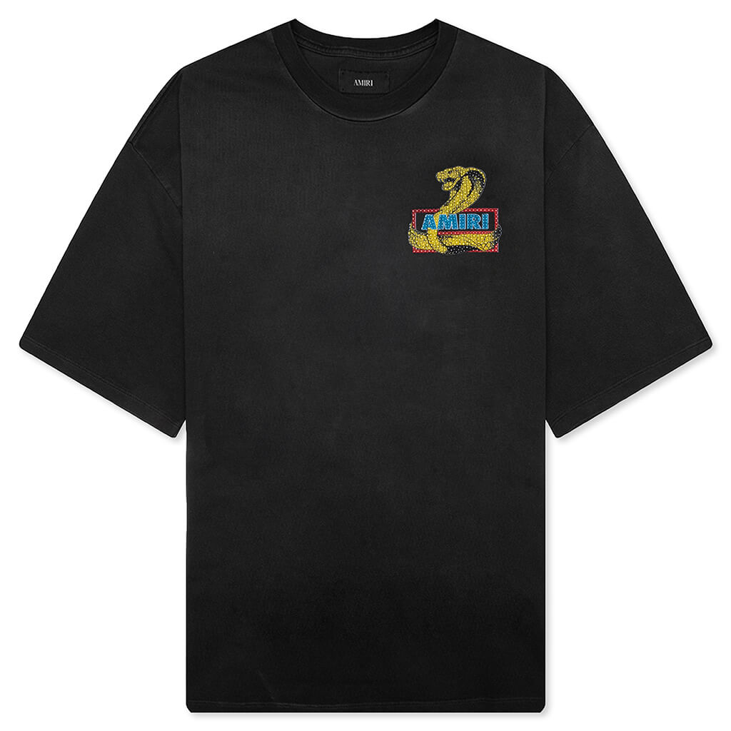 Amiri Crystal Cobra Oversized Tee - Black