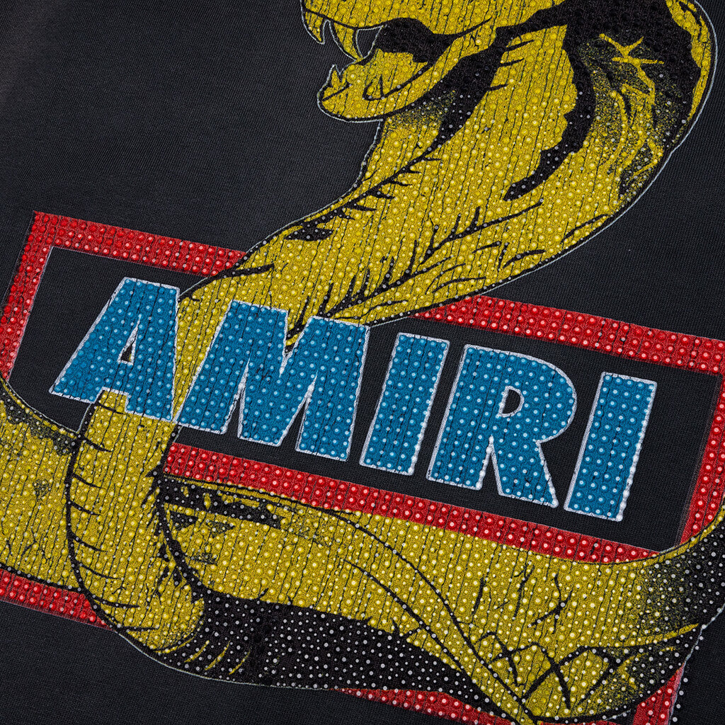 Amiri Crystal Cobra Oversized Tee - Black