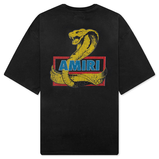 Amiri Crystal Cobra Oversized Tee - Black