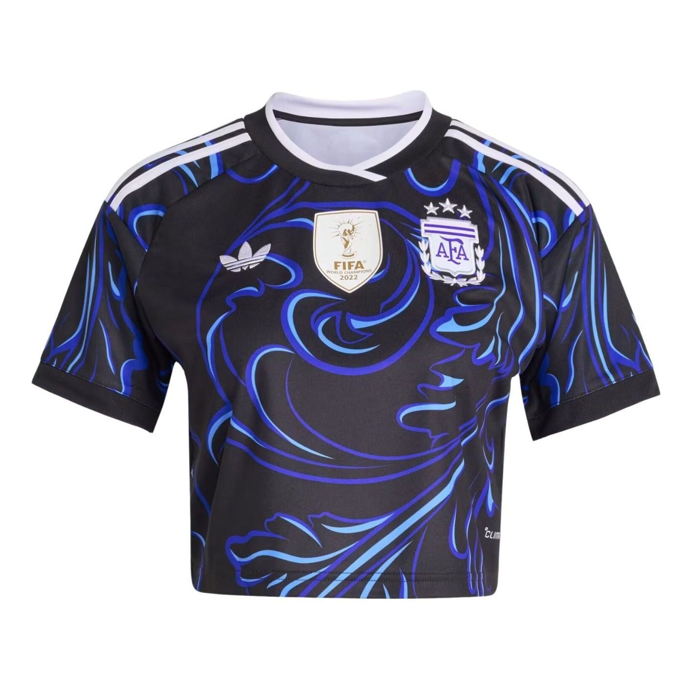 (WMNS) adidas Argentina 26 Away Cropped Jersey Asia Sizing 'Black Lucid Blue Blue Burst' KE5984