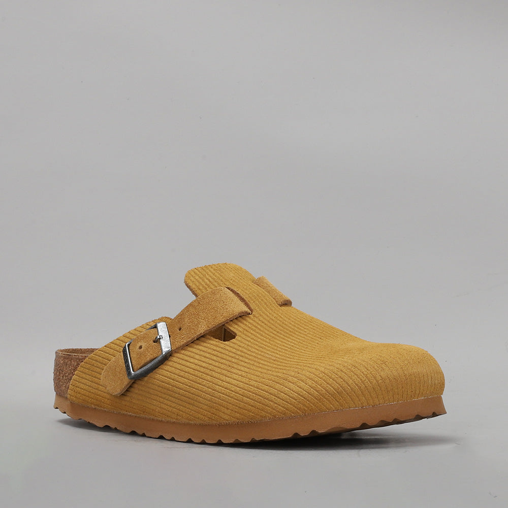 BIRKENSTOCK - BOSTON CLOGS - CORDUROY CORK BROWN EMBOSSED SUEDE - NARROW FIT