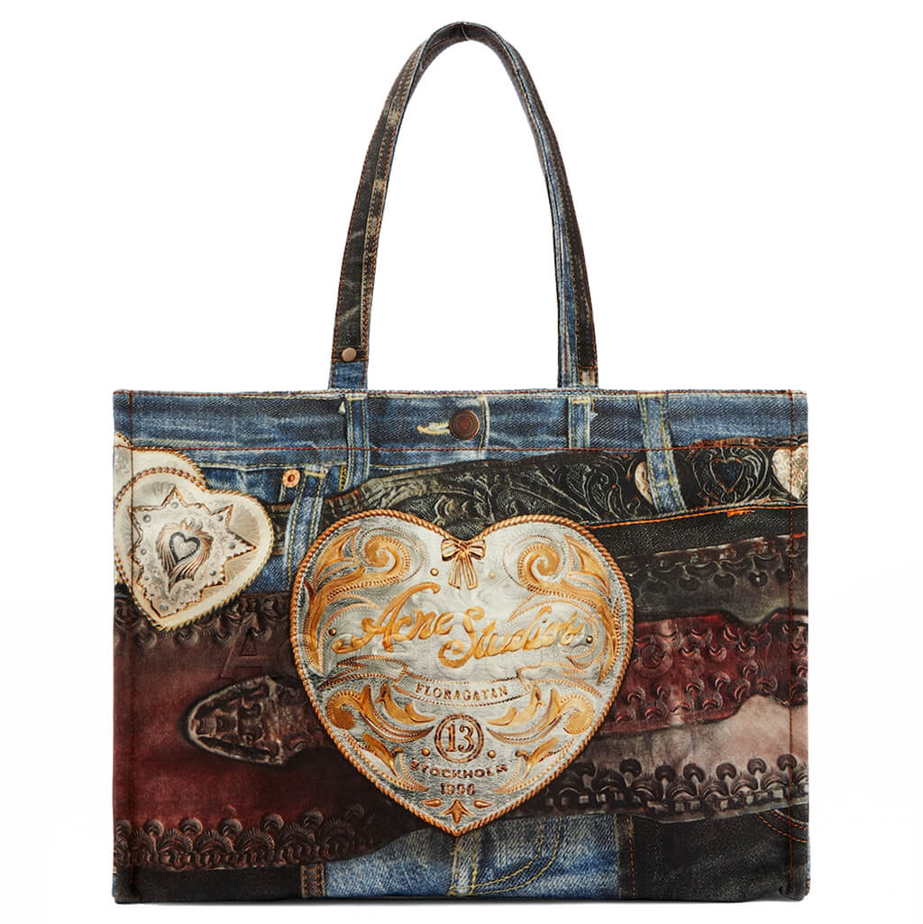 Logo Shoulder Trompe-l’oeil Tote Bag - Blue/Black