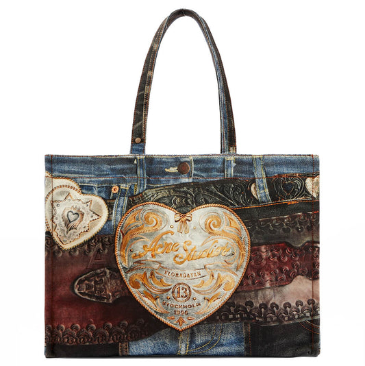 Logo Shoulder Trompe-l’oeil Tote Bag - Blue/Black