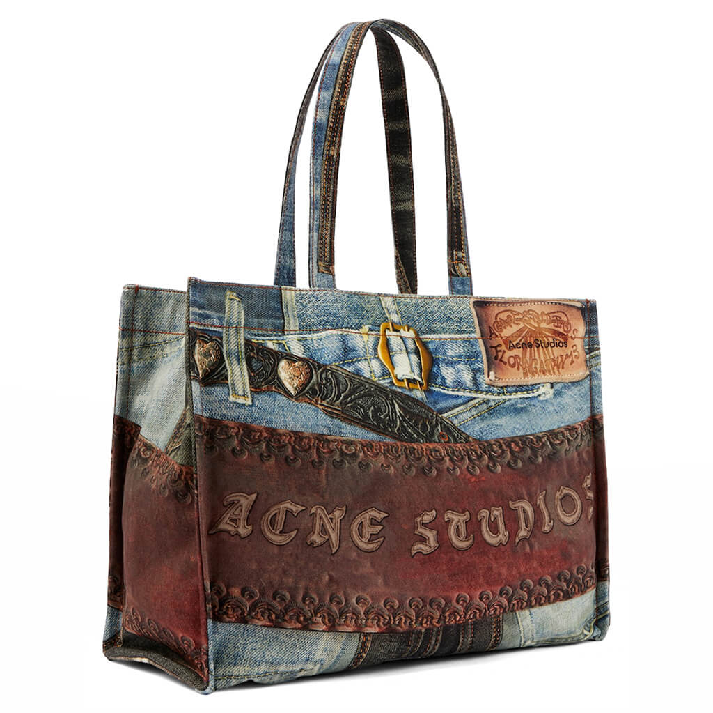 Logo Shoulder Trompe-l’oeil Tote Bag - Blue/Black