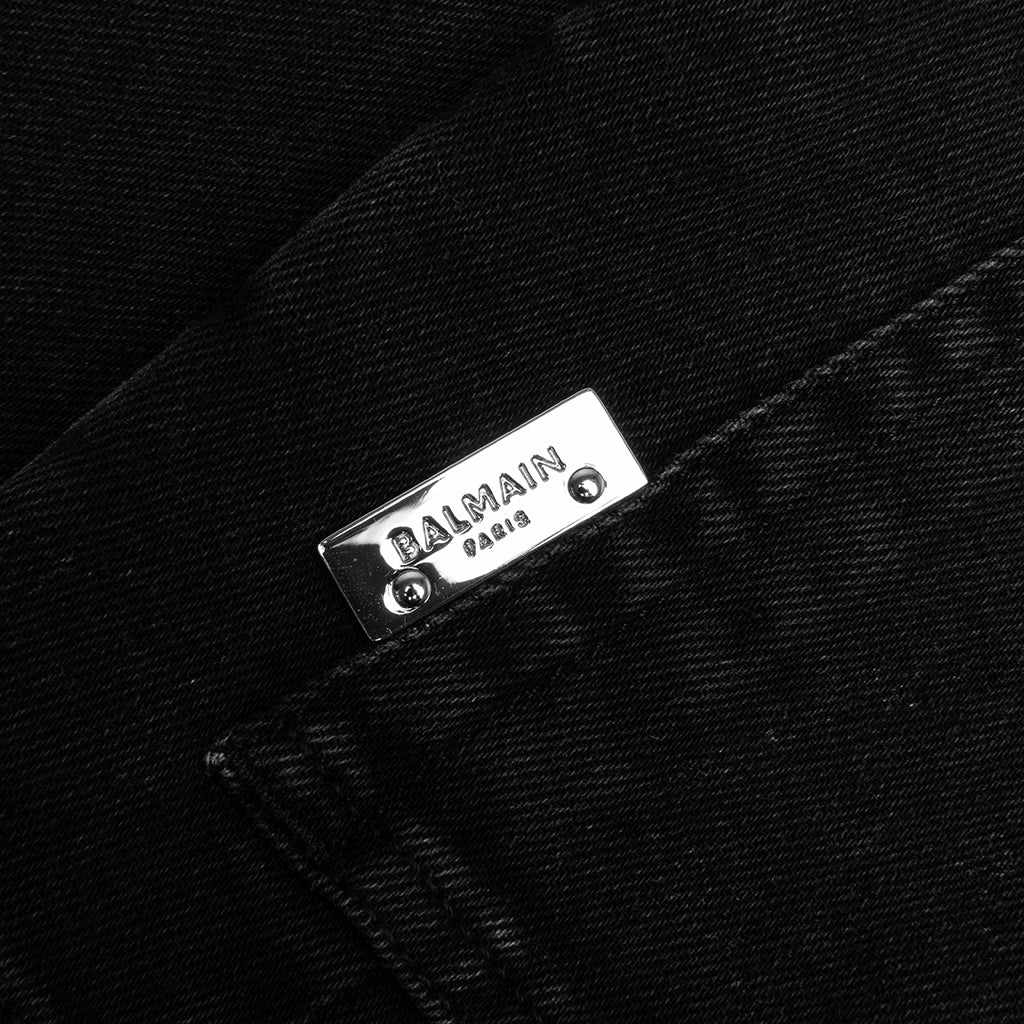 6-Pocket Slim Acid Wash Denim Pants - Noir Delave