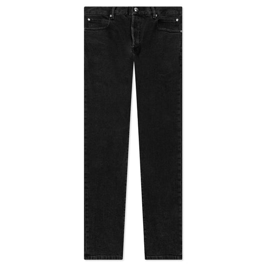 6-Pocket Slim Acid Wash Denim Pants - Noir Delave