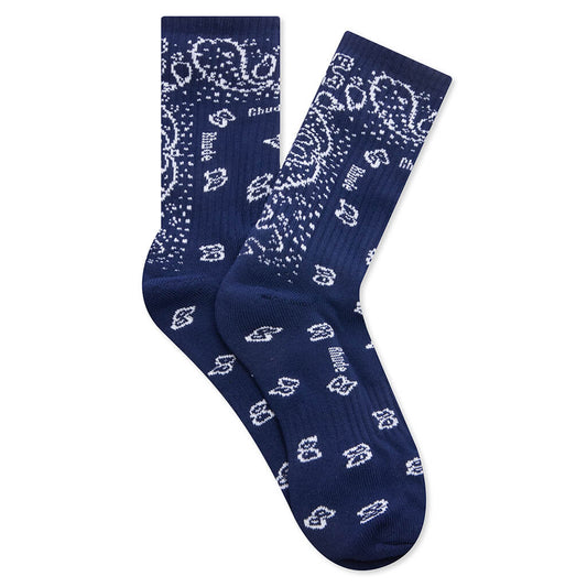 Bandana Jacquard Sock - Navy/White