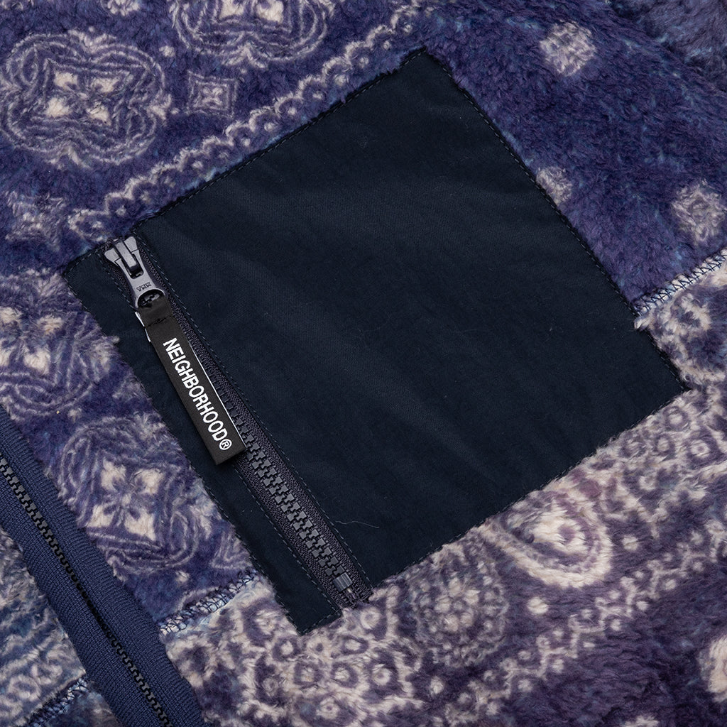 Bandana Pattern Fleece Jacket - Navy