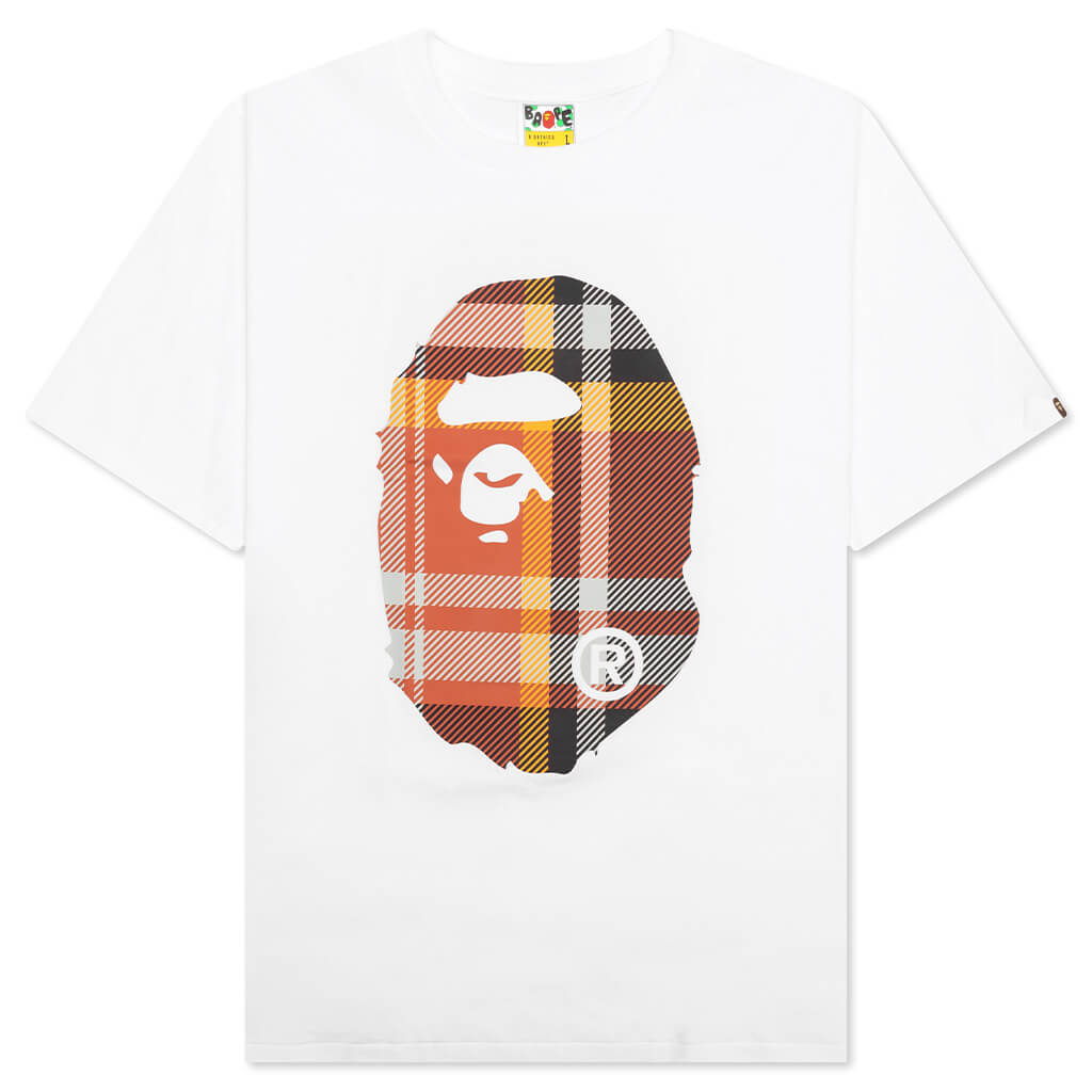 Bape Check Big Ape Head Tee - White