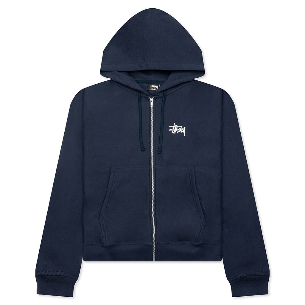 Basic Stussy Zip Hoodie - Navy
