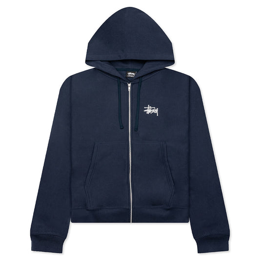 Basic Stussy Zip Hoodie - Navy