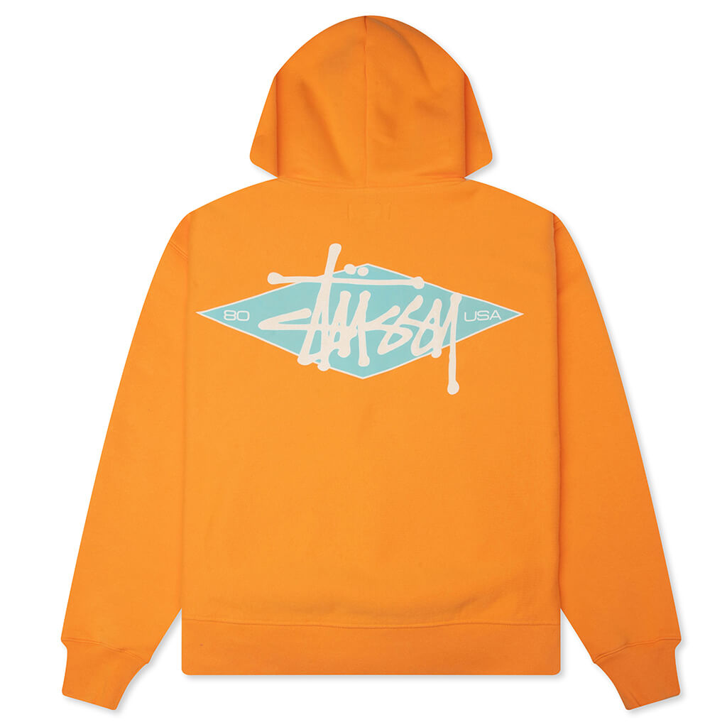 Basic Diamond Zip Hoodie - Tangerine