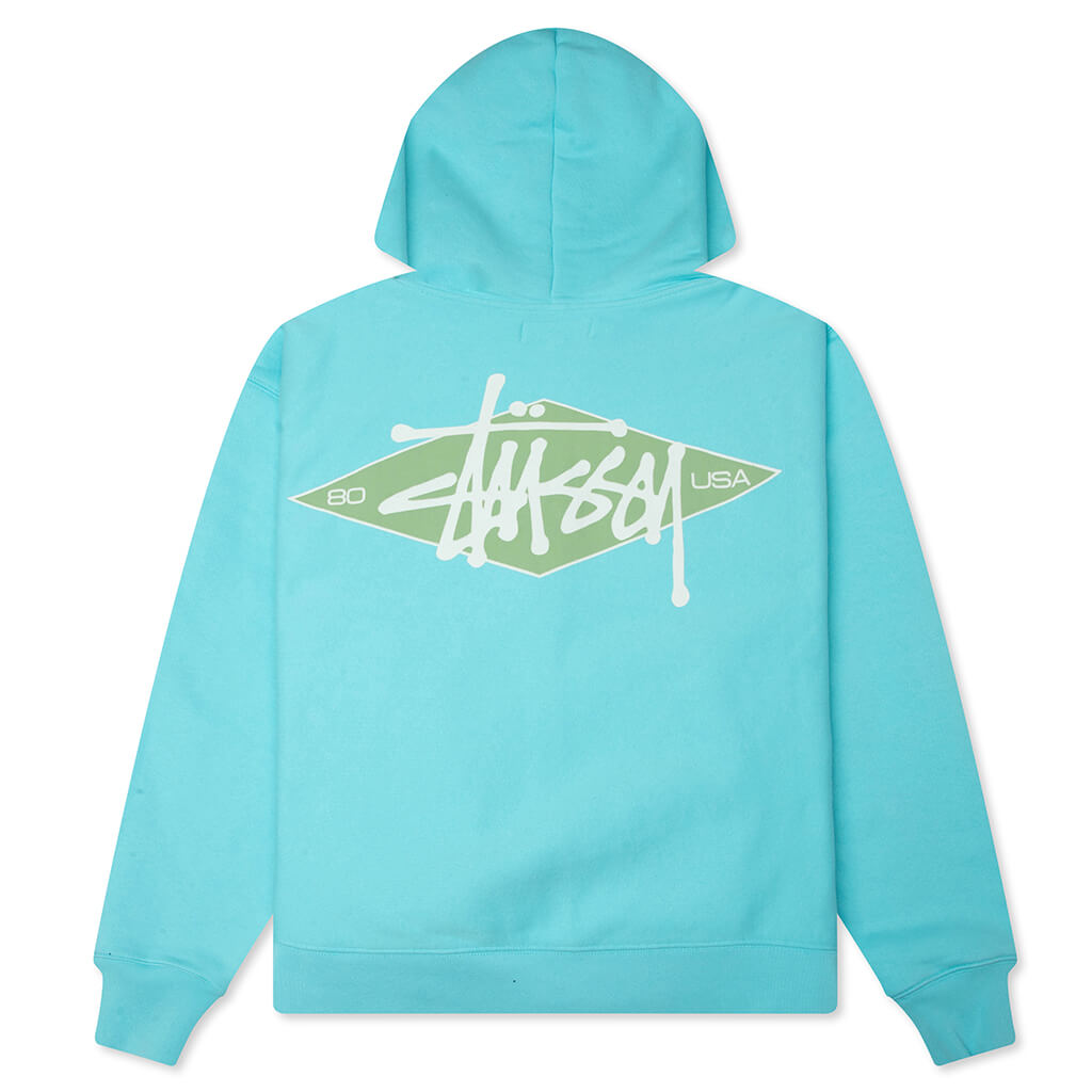 Basic Diamond Zip Hood - Teal