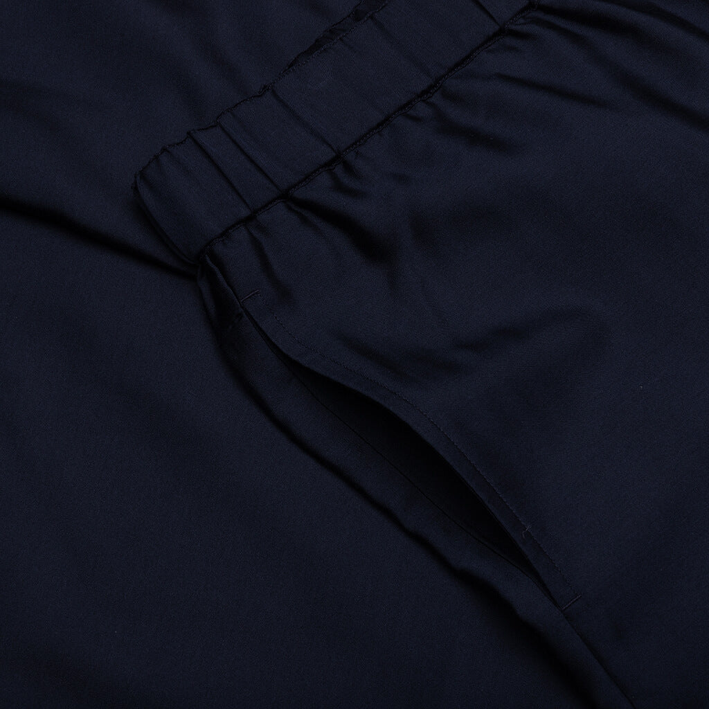 Silk Floral Jacquard Pants - Navy