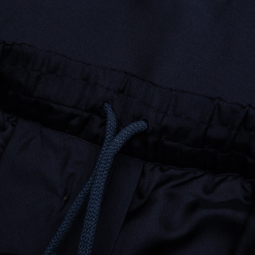 Silk Floral Jacquard Pants - Navy