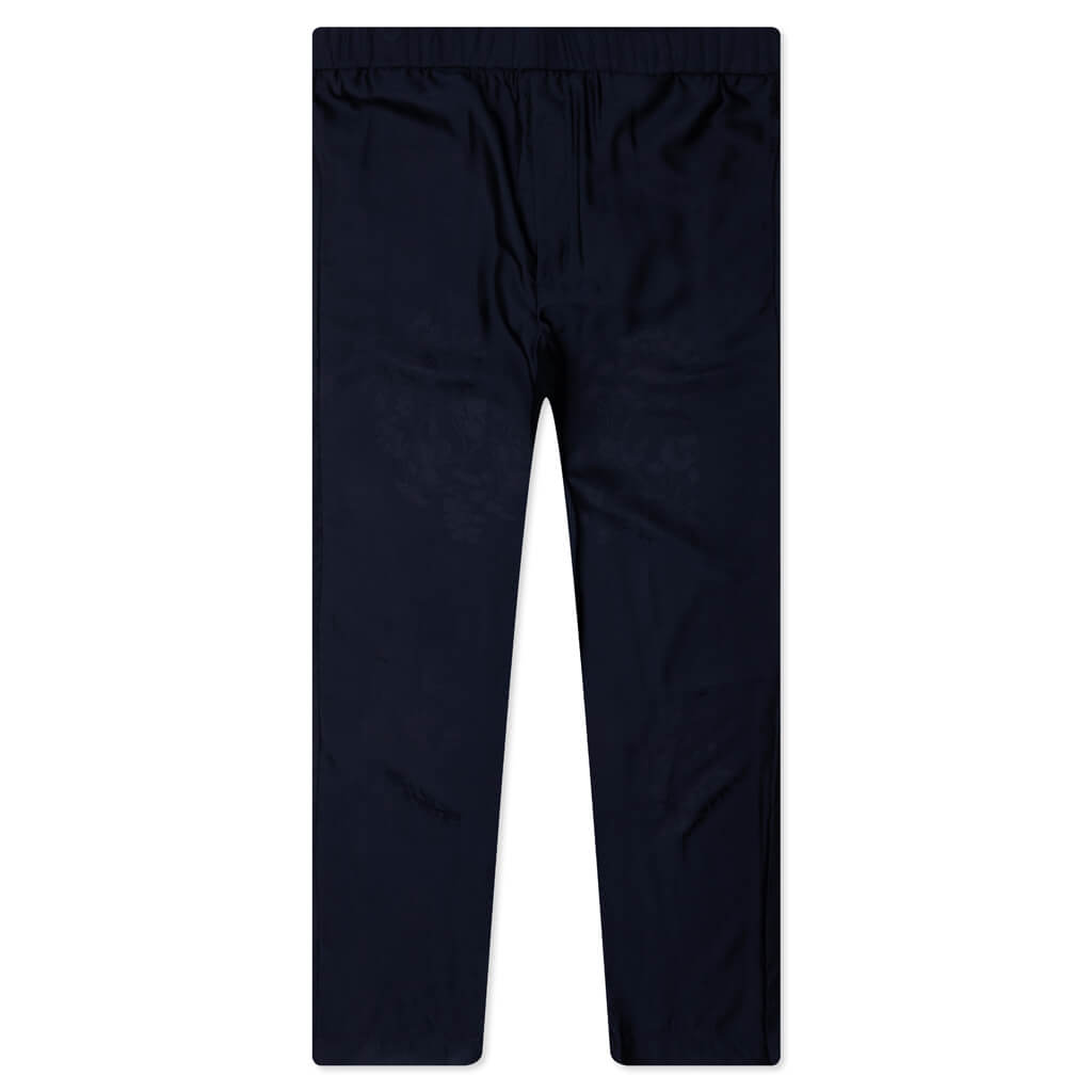 Silk Floral Jacquard Pants - Navy