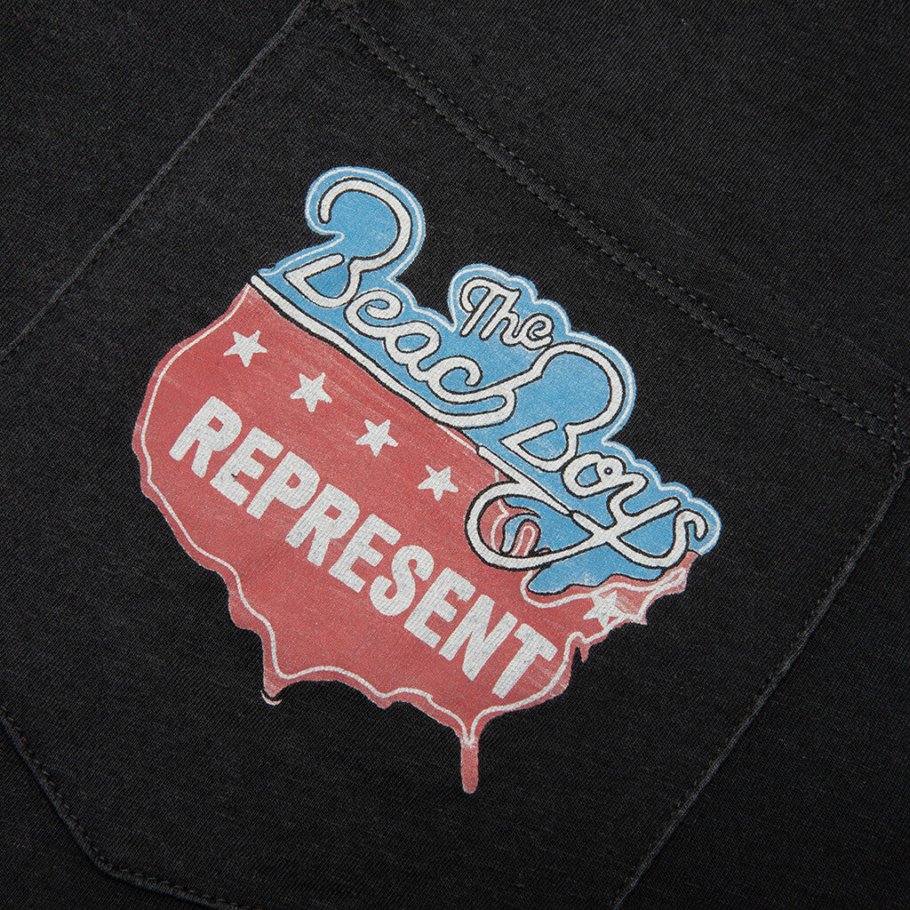 Represent x Beach Boys Americas Band T-Shirt - Stained Black